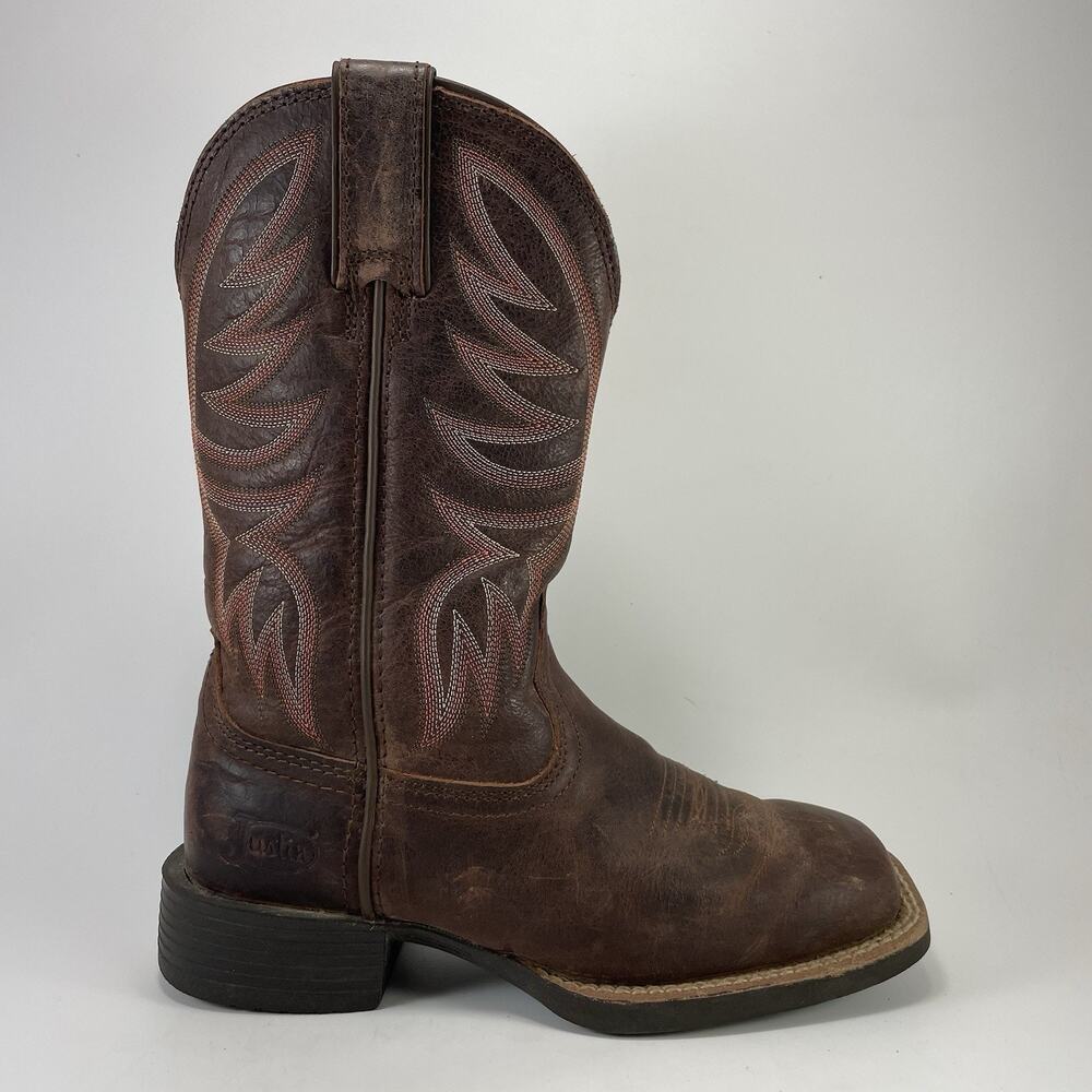Justin Demeter 11" Square Toe Brown Cowboy Boots Womens Size 6.5 Spicy Brown